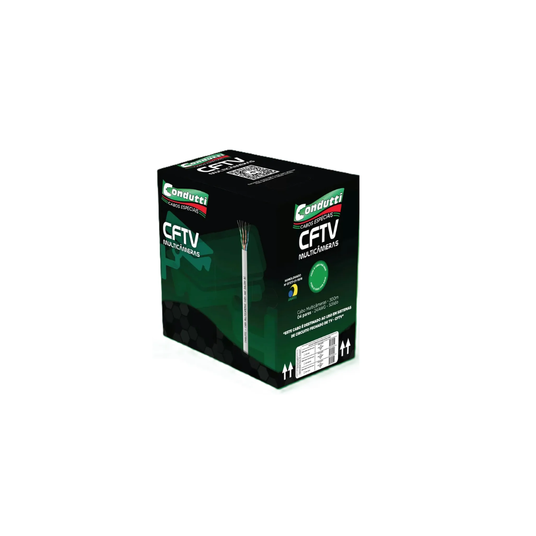 CABO MULTICAMERAS 4X24AWG 300MTS PRETO CONDUTTI